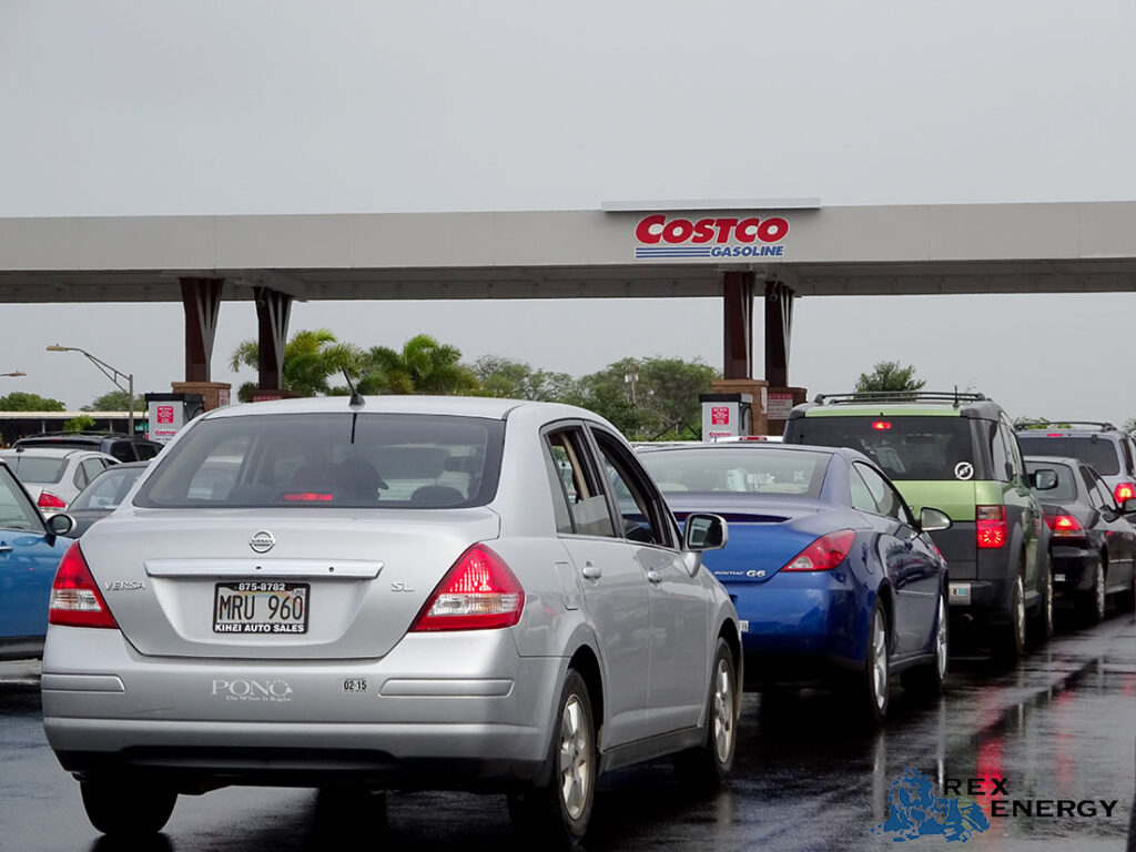 Cars line up for Costco Gasoline